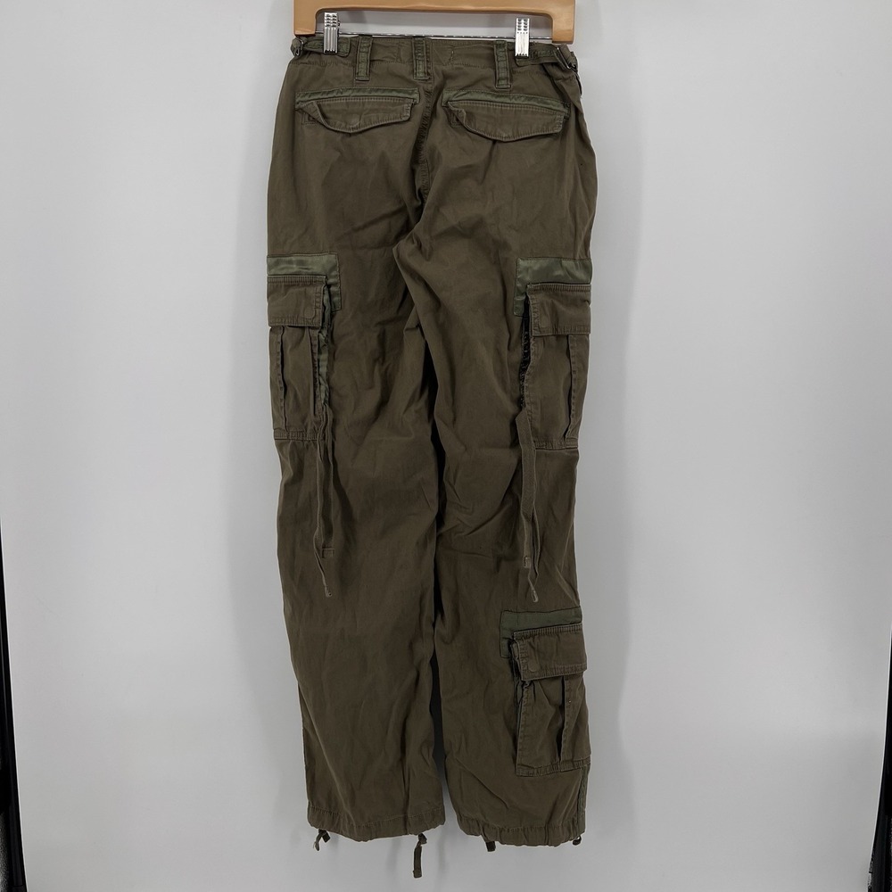 Vintage Abercrombie Pants Womens 2 / 26 Green Cargo Military Paratrooper Y2K - Picture 2 of 7